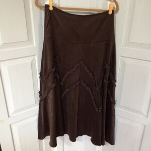 Joseph Ribkoff Brown Fuax Suede Midi Skirt
